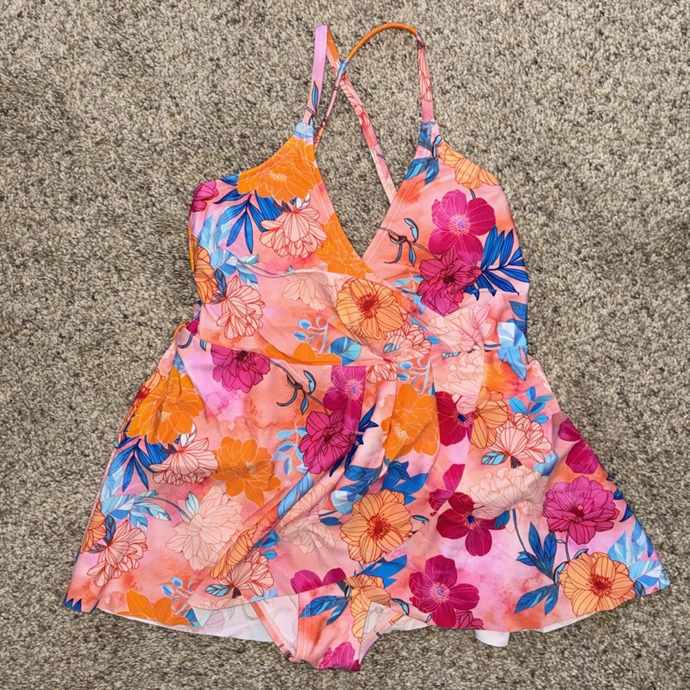 Kids Floral Crossback Swimdress